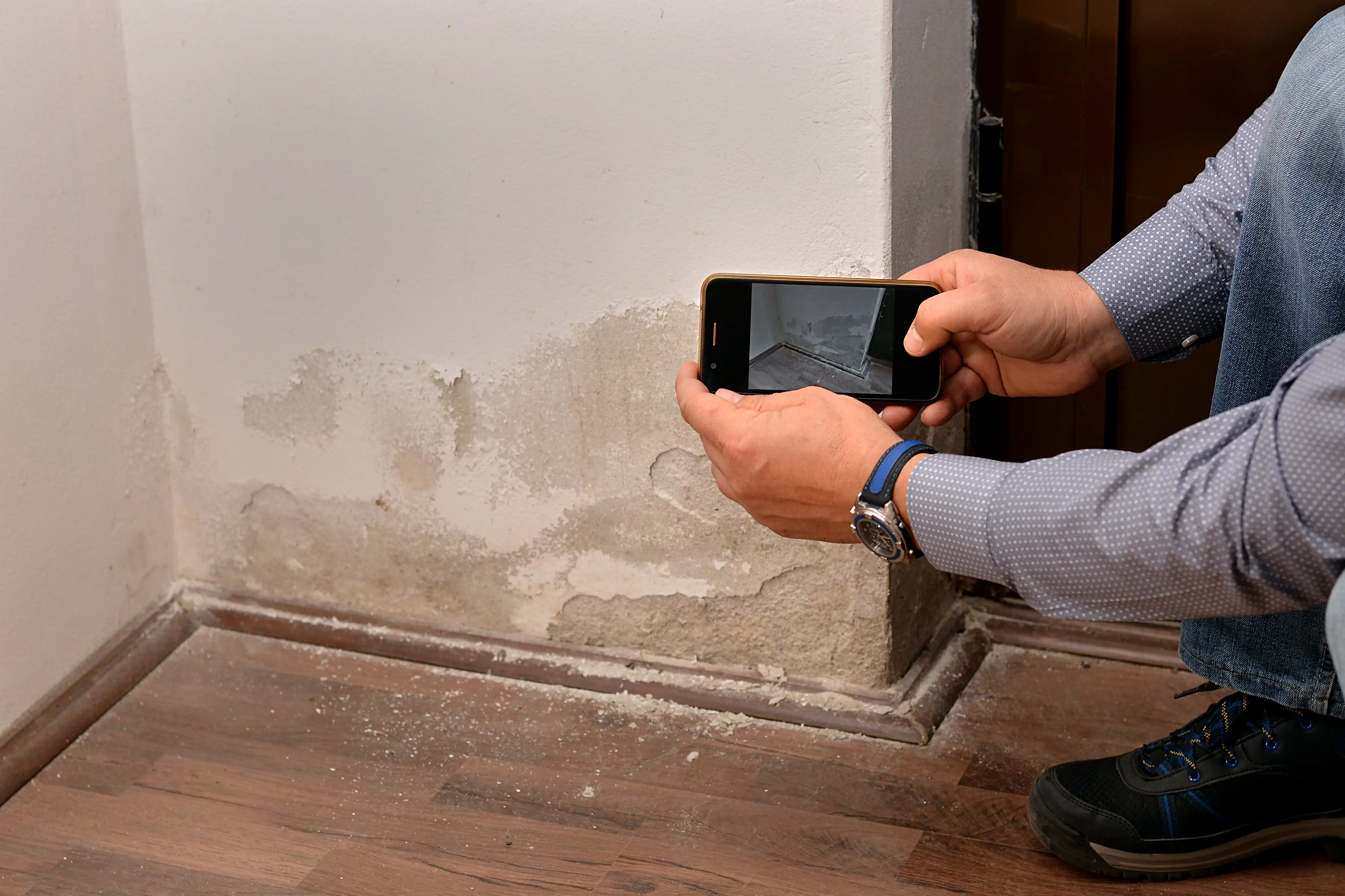 Wet basement walls in Markham home